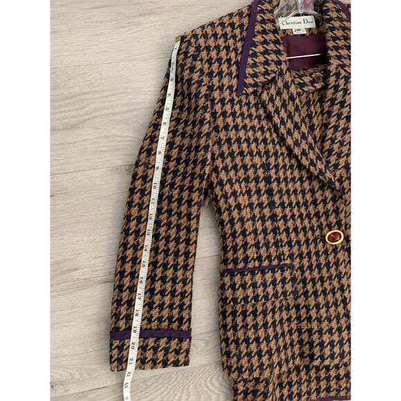 Vintage 1980 Christian Dior Herringbone Wool 2pc Set - Picture 5 of 10